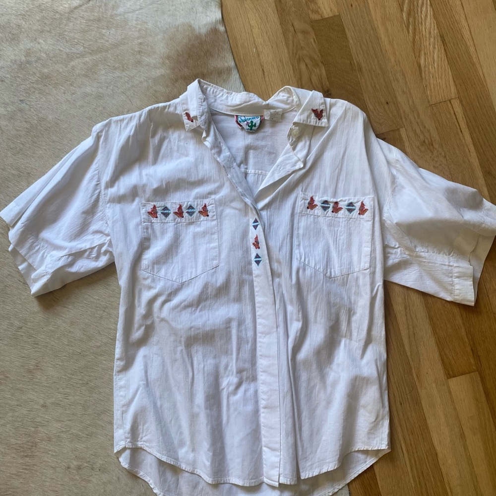 vintage white cotton button up